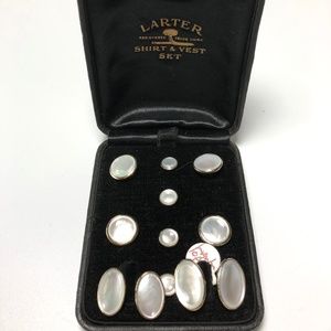 Larter Pearl Tuxedo Stud Set with Cuff links